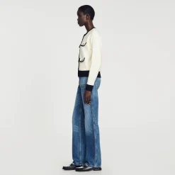 Femme SANDRO Cardigan Bicolore à Boutons