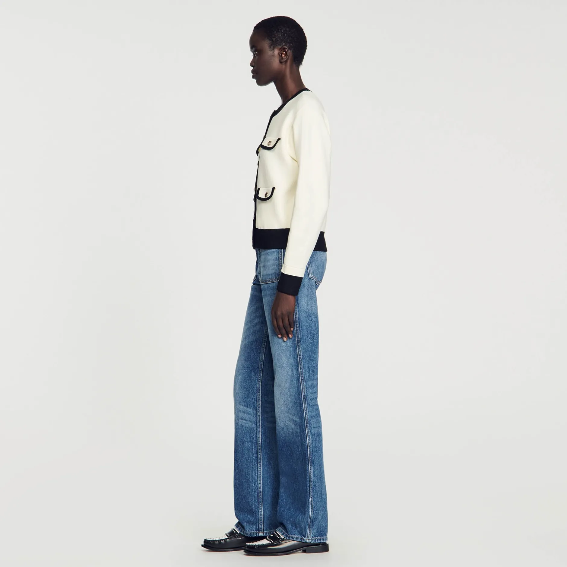 Femme SANDRO Cardigan Bicolore à Boutons