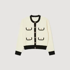 Femme SANDRO Cardigan Bicolore à Boutons