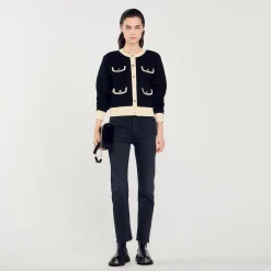 Femme SANDRO Cardigan Bicolore à Boutons