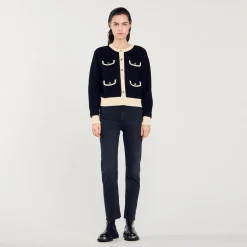 Femme SANDRO Cardigan Bicolore à Boutons