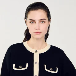 Femme SANDRO Cardigan Bicolore à Boutons