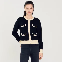 Femme SANDRO Cardigan Bicolore à Boutons
