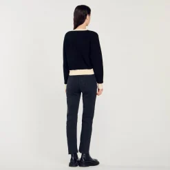 Femme SANDRO Cardigan Bicolore à Boutons