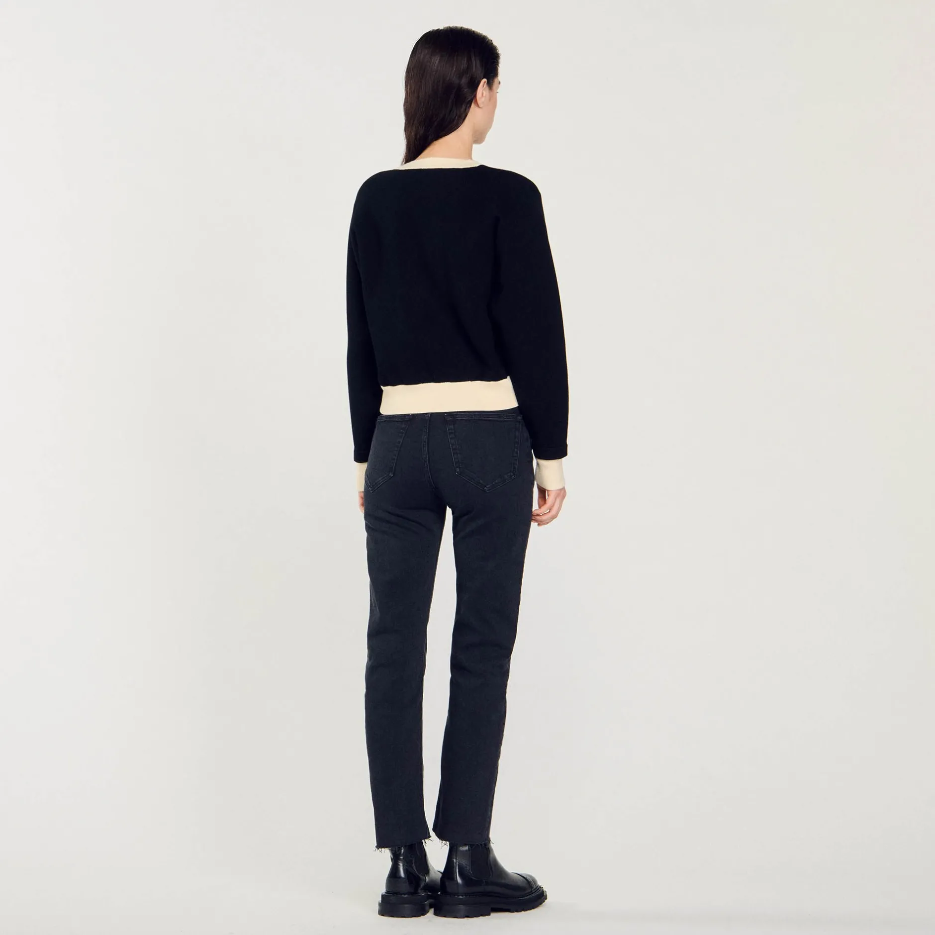 Femme SANDRO Cardigan Bicolore à Boutons