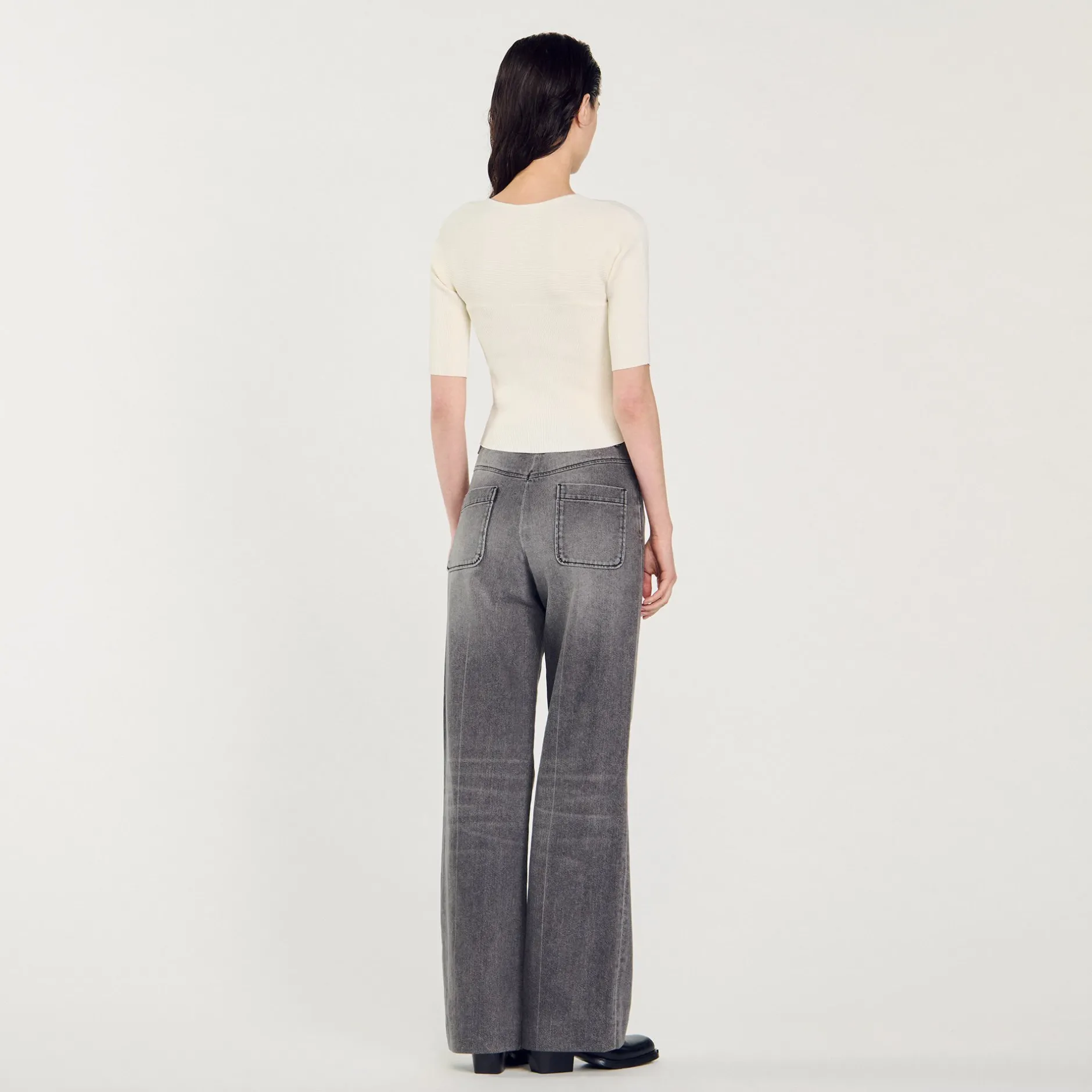 Femme SANDRO Cardigan Court Côtelé