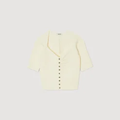 Femme SANDRO Cardigan Court Côtelé