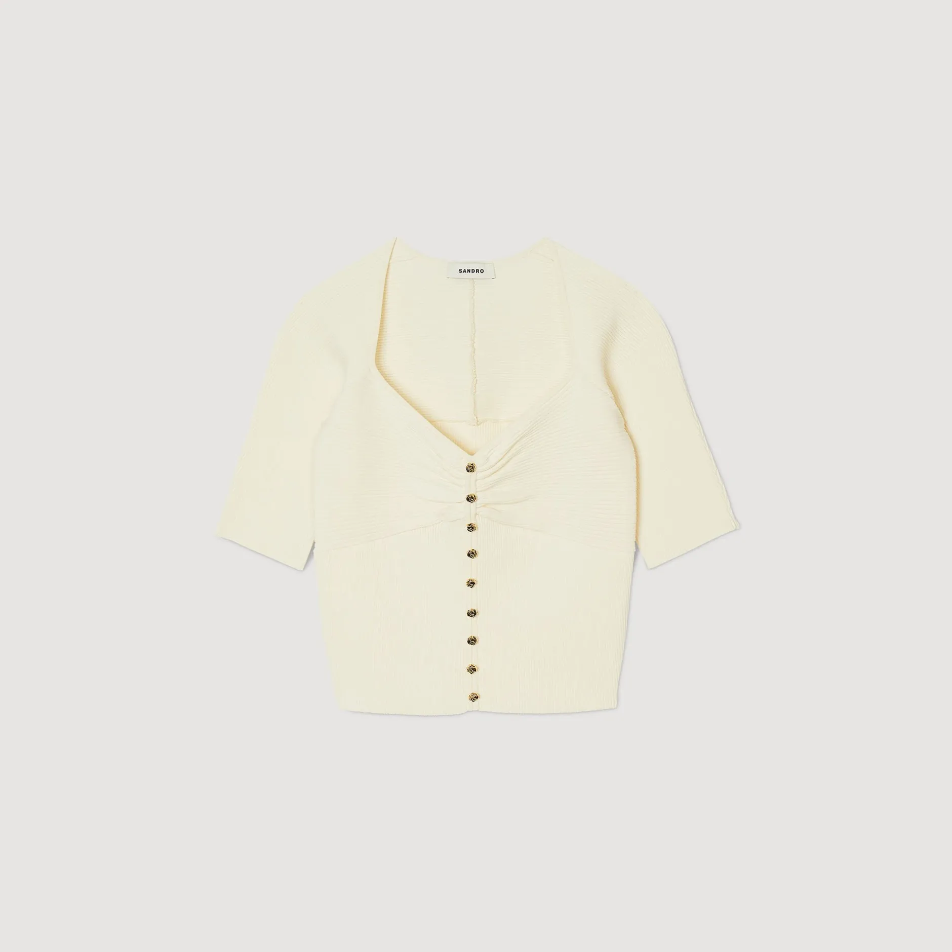 Femme SANDRO Cardigan Court Côtelé