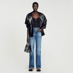 Femme SANDRO Cardigan Court Côtelé
