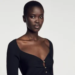 Femme SANDRO Cardigan Court Côtelé