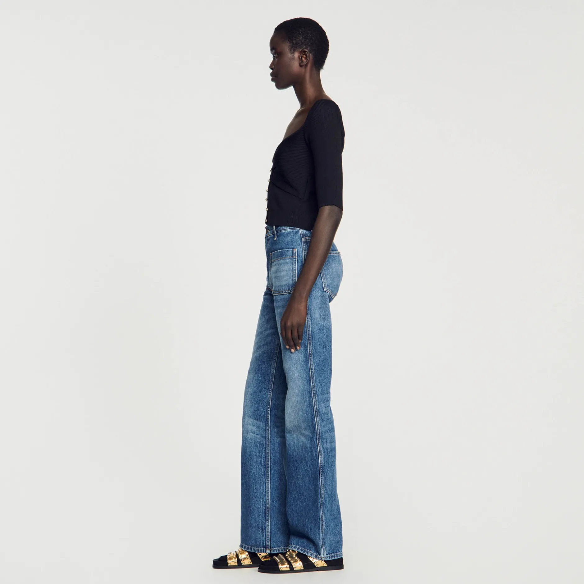 Femme SANDRO Cardigan Court Côtelé