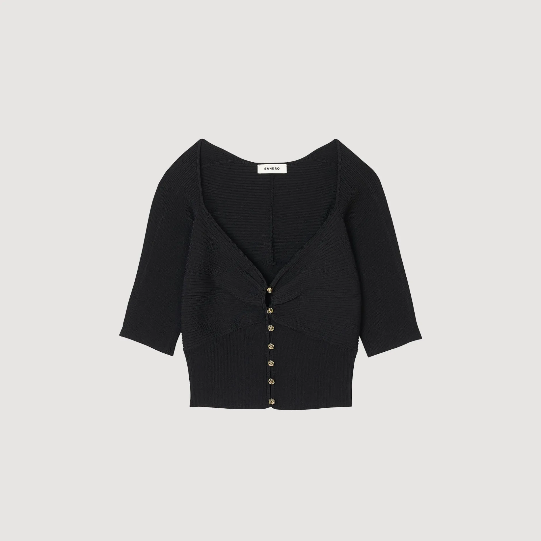 Femme SANDRO Cardigan Court Côtelé