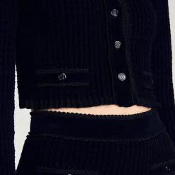 Femme SANDRO Cardigan Court En Maille Velours