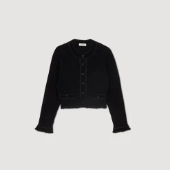 Femme SANDRO Cardigan Court En Maille Velours