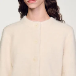 Femme SANDRO Cardigan Court En Maille Duveteuse