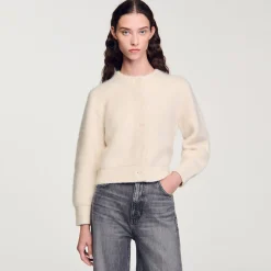 Femme SANDRO Cardigan Court En Maille Duveteuse