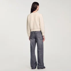 Femme SANDRO Cardigan Court En Maille Duveteuse
