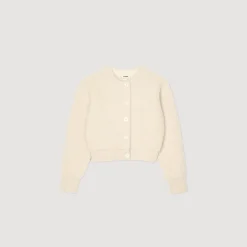 Femme SANDRO Cardigan Court En Maille Duveteuse