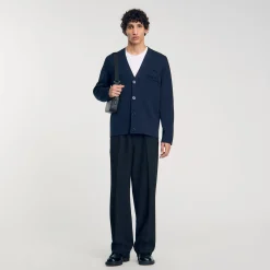 Homme SANDRO Cardigan Détail Fleur