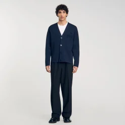 Homme SANDRO Cardigan Détail Fleur