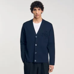 Homme SANDRO Cardigan Détail Fleur