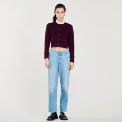 Femme SANDRO Cardigan En Maille à Col Amovible