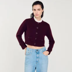 Femme SANDRO Cardigan En Maille à Col Amovible