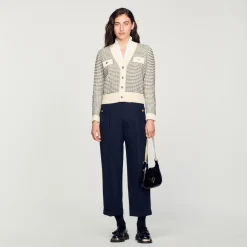 Femme SANDRO Cardigan En Maille à Rayures