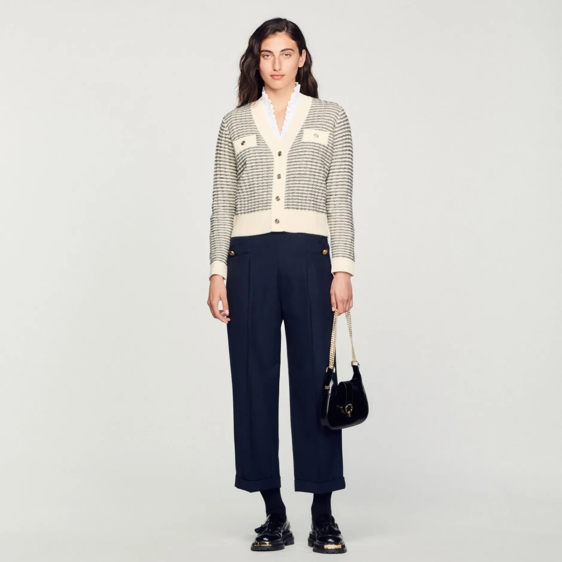 Femme SANDRO Cardigan En Maille à Rayures