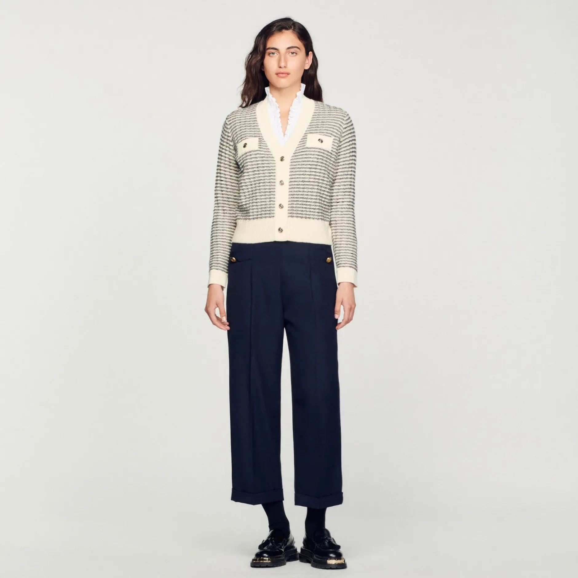 Femme SANDRO Cardigan En Maille à Rayures