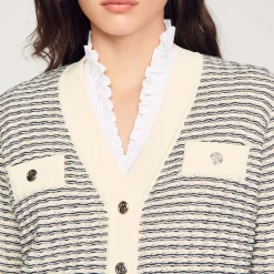 Femme SANDRO Cardigan En Maille à Rayures