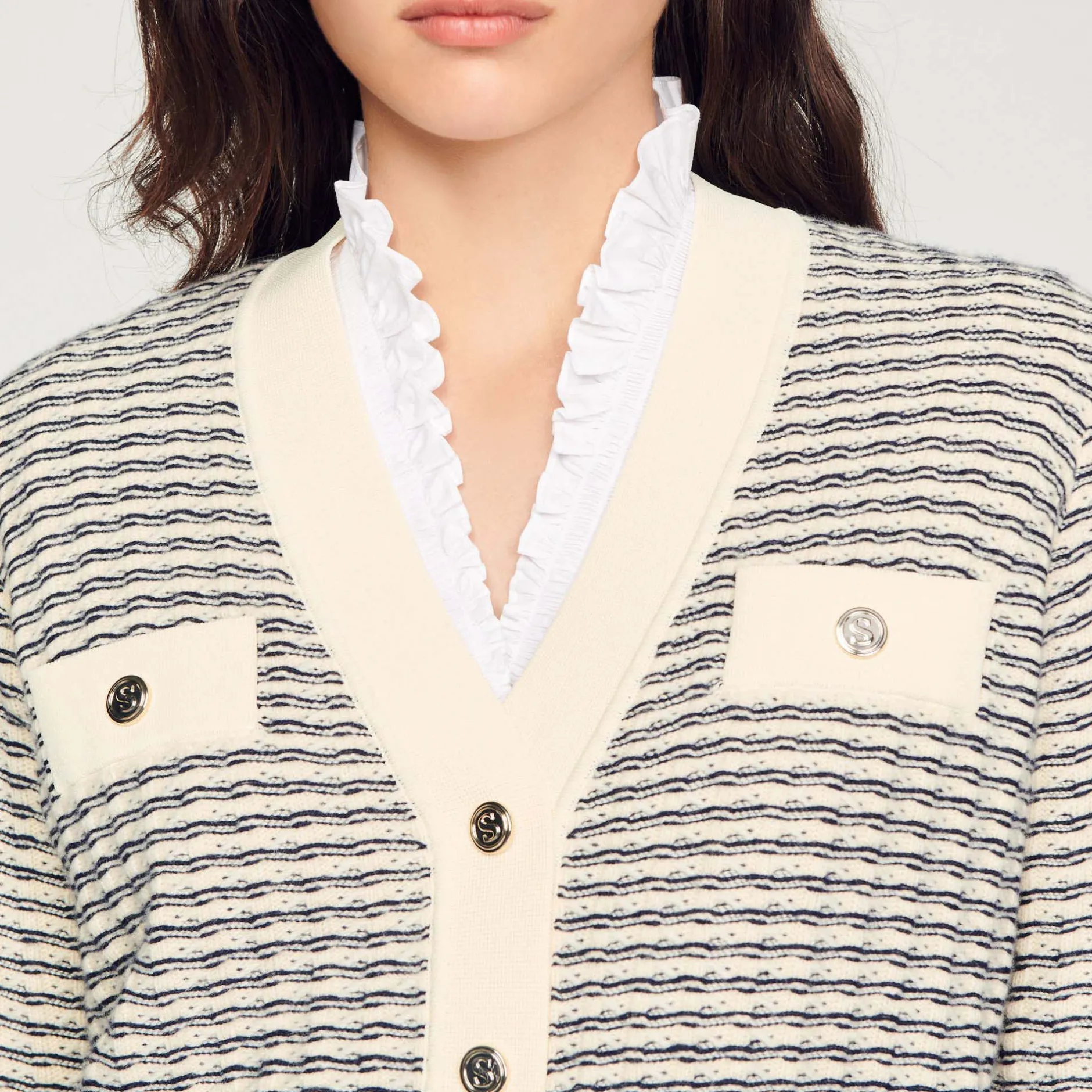 Femme SANDRO Cardigan En Maille à Rayures