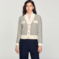 Femme SANDRO Cardigan En Maille à Rayures