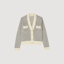 Femme SANDRO Cardigan En Maille à Rayures