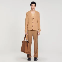 Homme SANDRO Cardigan En Maille Ajourée