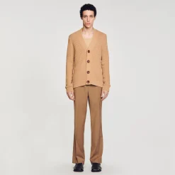 Homme SANDRO Cardigan En Maille Ajourée