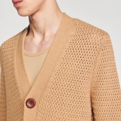 Homme SANDRO Cardigan En Maille Ajourée