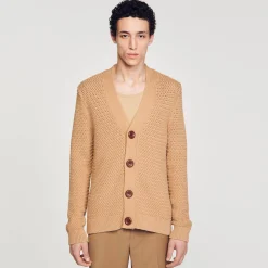 Homme SANDRO Cardigan En Maille Ajourée