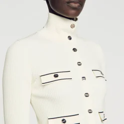 Femme SANDRO Cardigan En Maille Côtelée