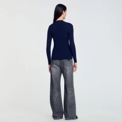 Femme SANDRO Cardigan En Maille Côtelée