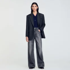 Femme SANDRO Cardigan En Maille Côtelée