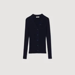 Femme SANDRO Cardigan En Maille Côtelée