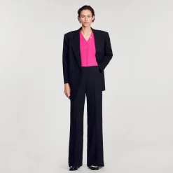 Femme SANDRO Cardigan En Maille Côtelée