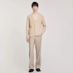 Homme SANDRO Cardigan En Maille Côtelée