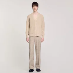 Homme SANDRO Cardigan En Maille Côtelée