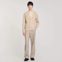 Homme SANDRO Cardigan En Maille Côtelée