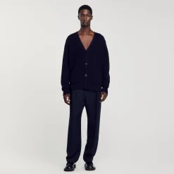 Homme SANDRO Cardigan En Maille Côtelée