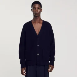 Homme SANDRO Cardigan En Maille Côtelée