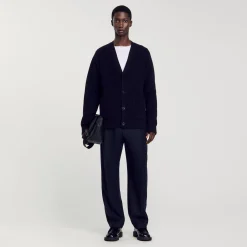 Homme SANDRO Cardigan En Maille Côtelée
