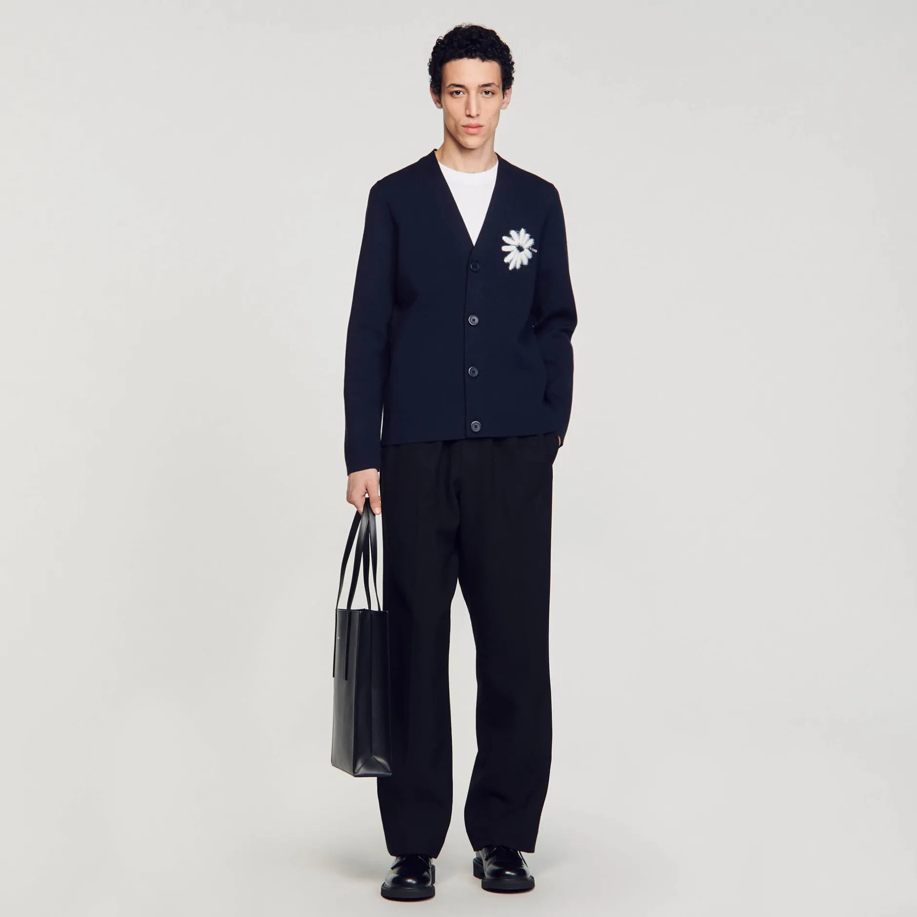 Homme SANDRO Cardigan En Maille Jacquard Fleur